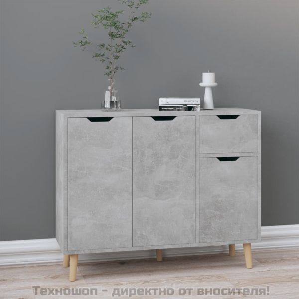 Сайдборд, бетонно сив, 90x30x72 см, инженерно дърво