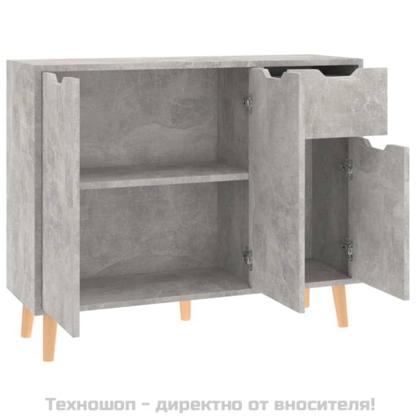 Сайдборд, бетонно сив, 90x30x72 см, инженерно дърво