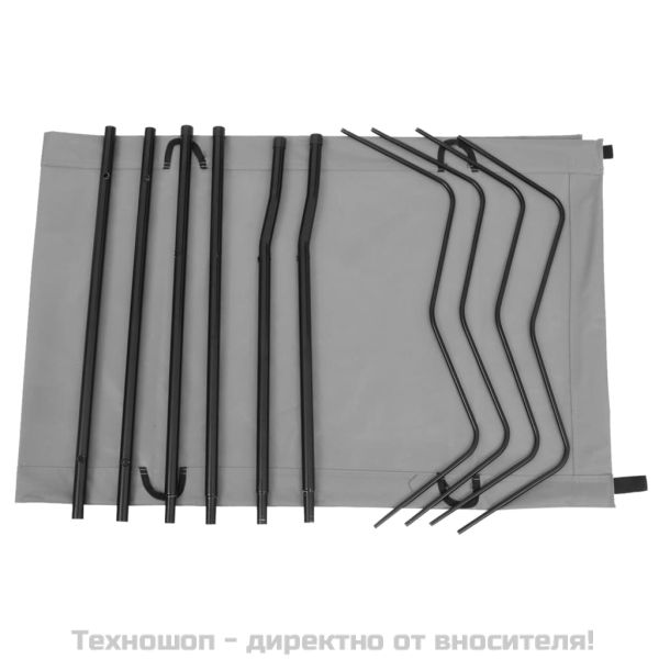 Къмпинг легло, 180х60х19 см, плат оксфорд и стомана, сиво