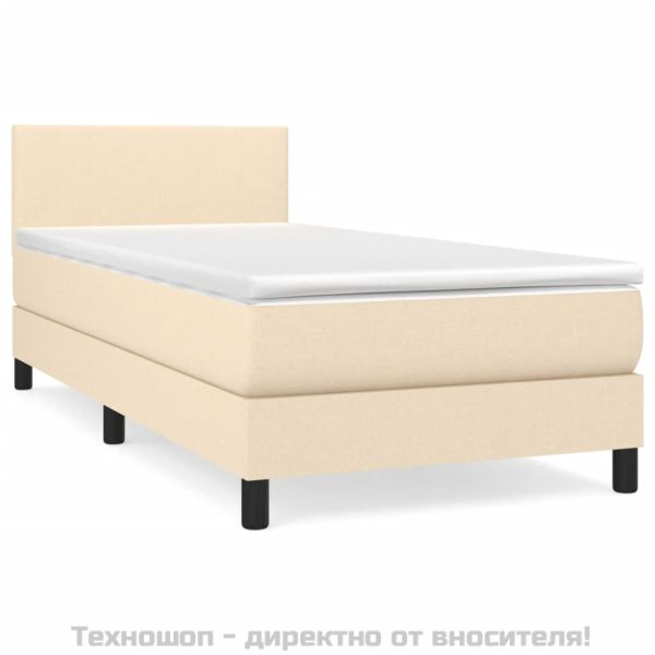 Боксспринг легло с матрак, кремаво, 100x200 см, плат