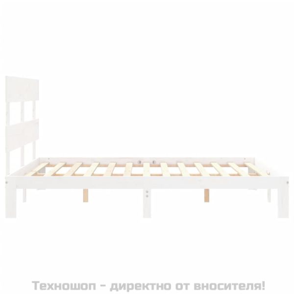 Рамка за легло без матрак, бял, 160x200 см, бор масив