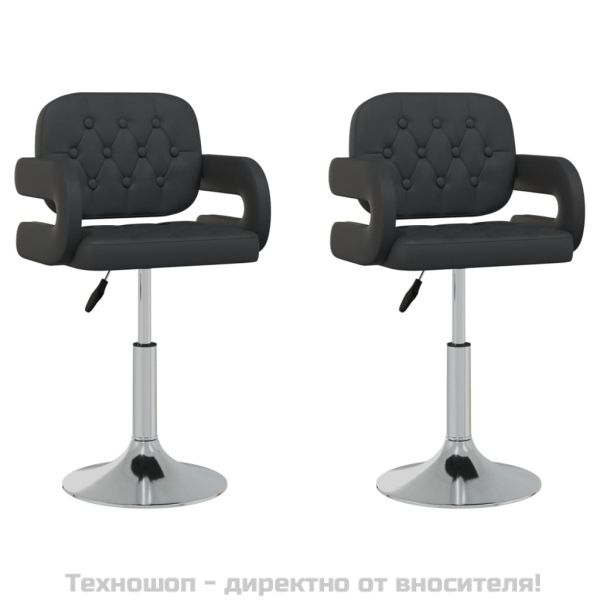 Въртящи се трапезни столове, 2 бр, черни, изкуствена кожа