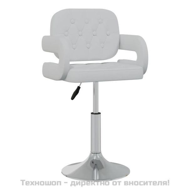 Въртящи се трапезни столове, 2 бр, бели, изкуствена кожа