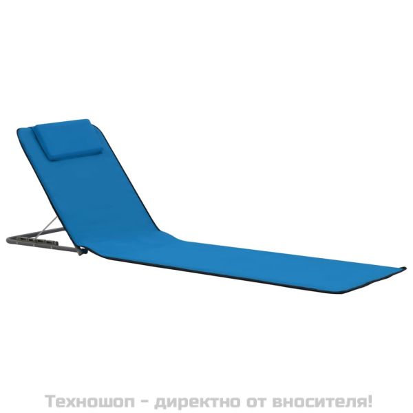 Сгъваеми плажни постелки, 2 бр, стомана и плат, сини