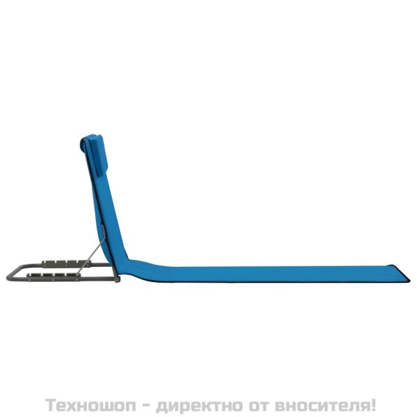 Сгъваеми плажни постелки, 2 бр, стомана и плат, сини