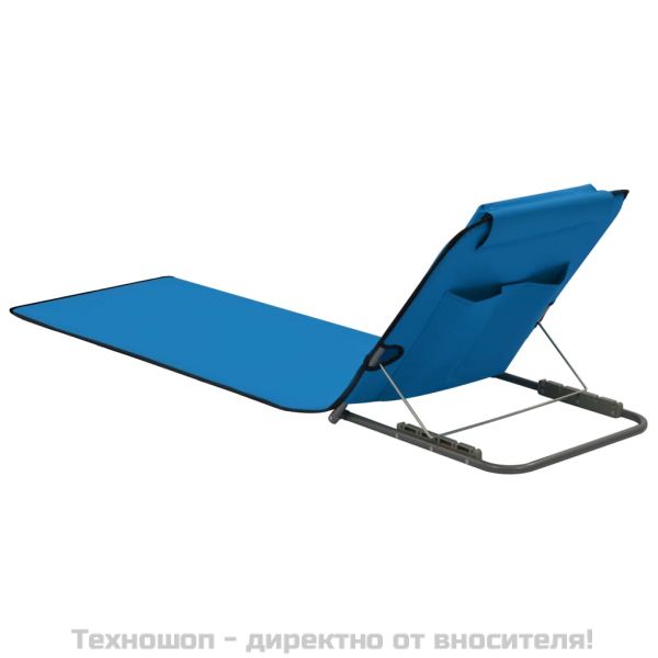 Сгъваеми плажни постелки, 2 бр, стомана и плат, сини