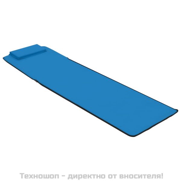 Сгъваеми плажни постелки, 2 бр, стомана и плат, сини