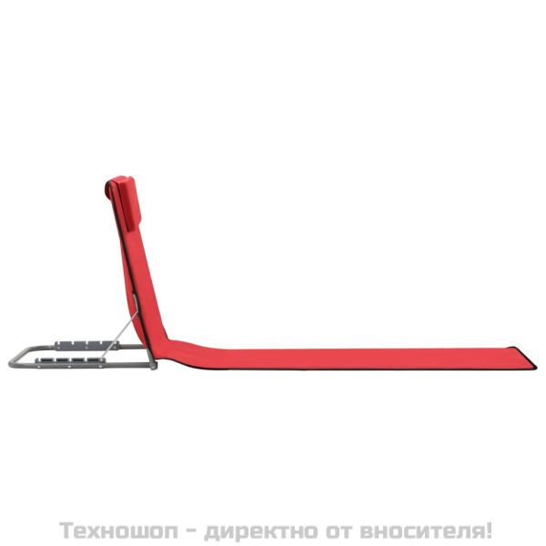 Сгъваеми плажни постелки, 2 бр, стомана и плат, червени