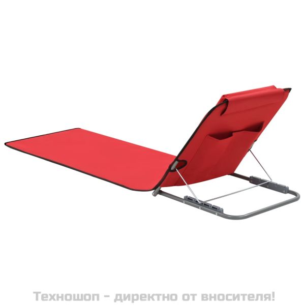 Сгъваеми плажни постелки, 2 бр, стомана и плат, червени