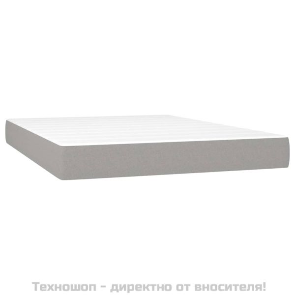 Боксспринг легло с матрак и LED, светлосиво, 140x200 см, плат