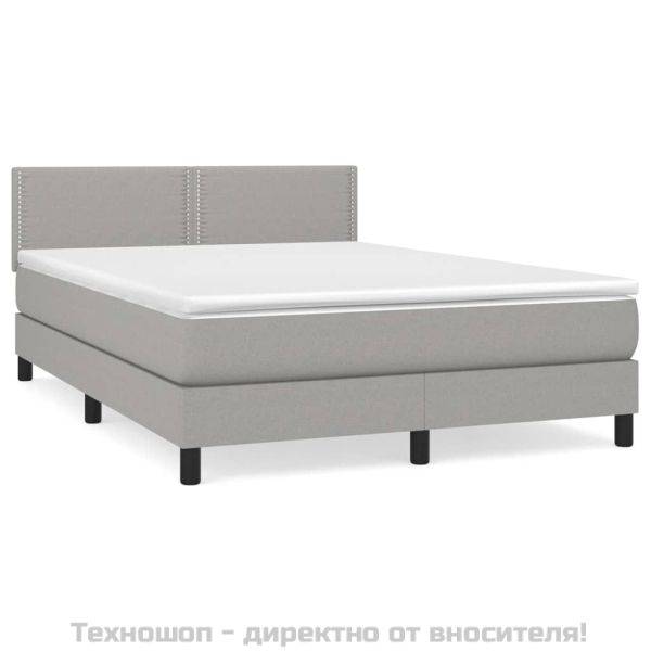 Боксспринг легло с матрак, светлосиво, 140x200 см, плат