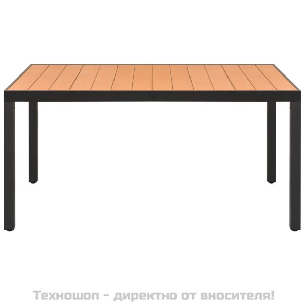 Градинска маса, кафява, 150x90x74 см, алуминий и WPC