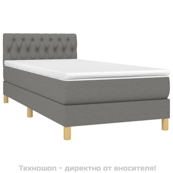 Боксспринг легло с матрак, тъмносиво, 90x200 см, плат