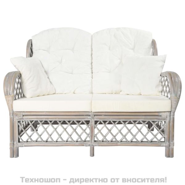 2-местен диван, сив, ратан