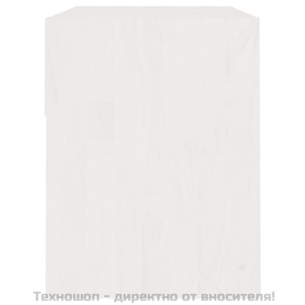 Нощно шкафче, бяло, 40x31x40 см, борово дърво масив