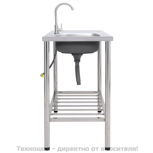 Къмпинг мивка, единична, с кран, неръждаема стомана