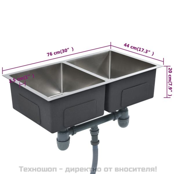Ръчно изработена кухненска мивка, неръждаема стомана