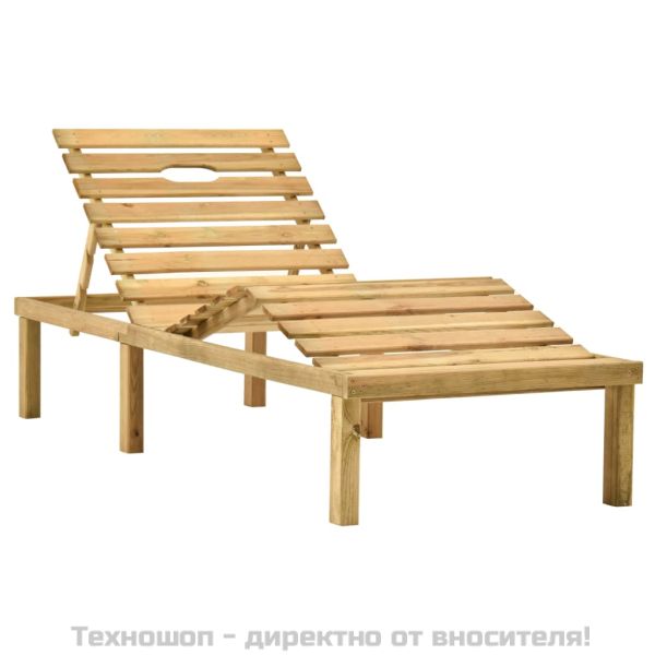 Градински шезлонг с масичка и шалте, импрегнирано борово дърво