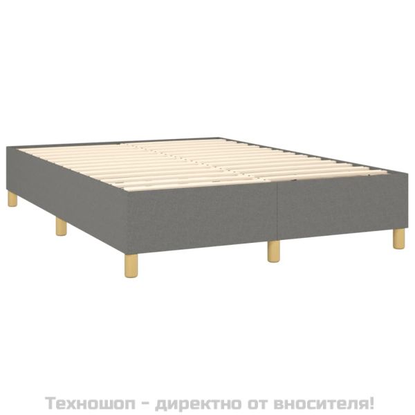 Рамка за легло с пружини, тъмносива, 140x200 см, плат