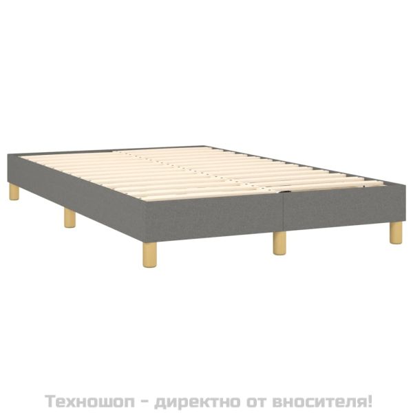 Боксспринг легло с матрак и LED, тъмносиво, 120x200 см, плат