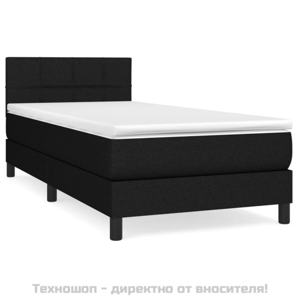 Боксспринг легло с матрак, черно, 100x200 см, плат