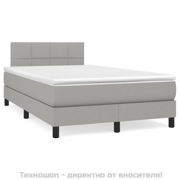 Боксспринг легло с матрак, светлосиво, 120x200 см, плат