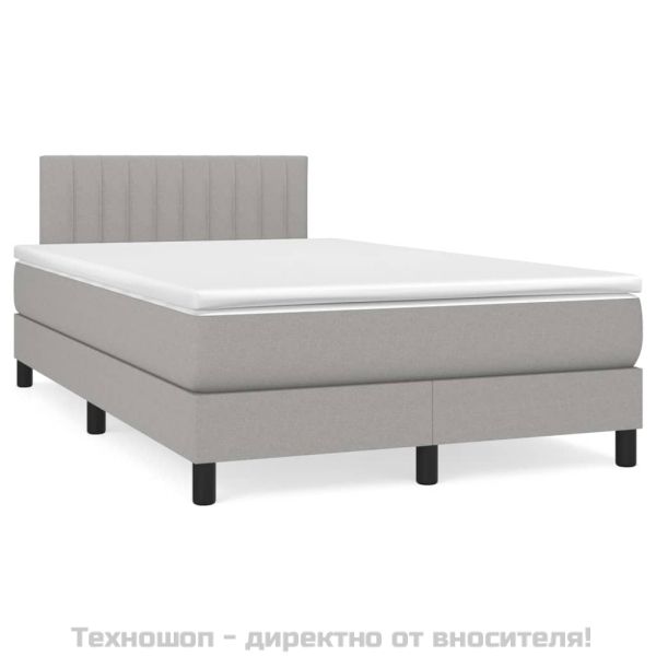Боксспринг легло с матрак, светлосиво, 120x200 см, плат