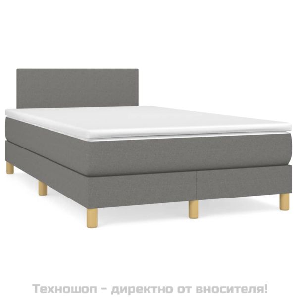Боксспринг легло с матрак, тъмносиво, 120x200 см, плат