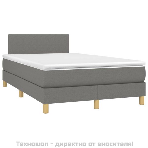 Боксспринг легло с матрак, тъмносиво, 120x200 см, плат