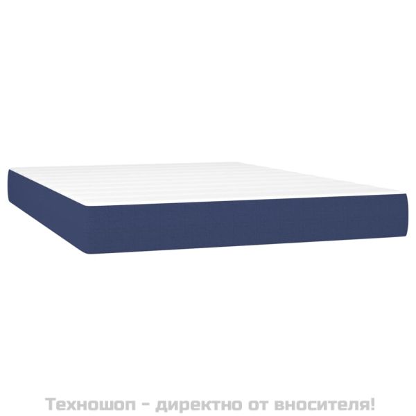 Боксспринг легло с матрак, синьо, 140x190 см, плат