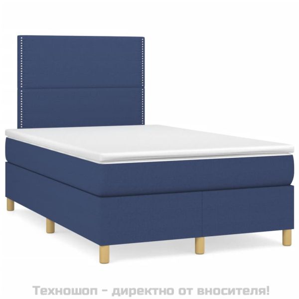 Боксспринг легло с матрак, синьо, 120x200 см, плат