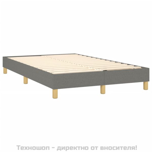 Боксспринг легло с матрак, тъмносиво, 120x200 см, плат