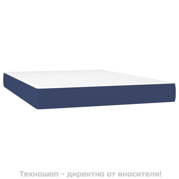 Боксспринг легло с матрак, синьо, 140x190 см, плат