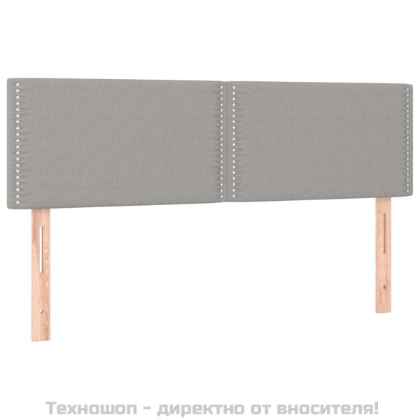 Боксспринг легло с матрак и LED, светлосиво, 140x200 см, плат