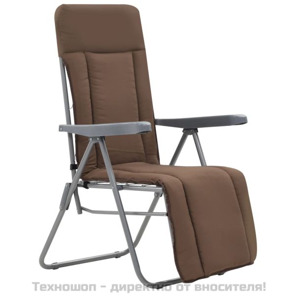 Сгъваеми градински столове с възглавници, 2 бр, кафяви