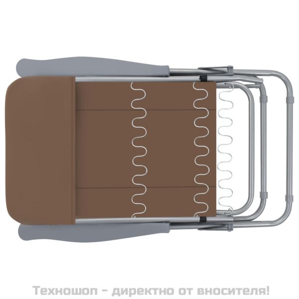 Сгъваеми градински столове с възглавници, 2 бр, кафяви