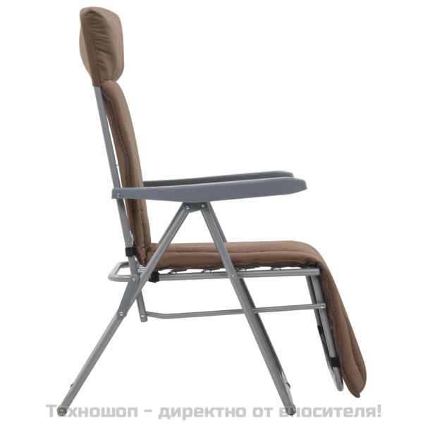 Сгъваеми градински столове с възглавници, 2 бр, кафяви