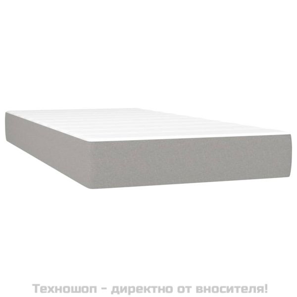 Боксспринг легло с матрак, светлосиво, 90x200 см, кадифе