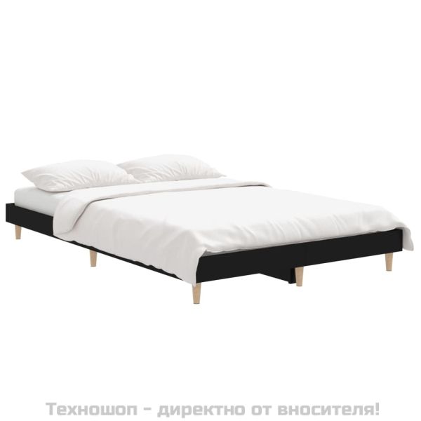 Рамка за легло, черна, 120x190 см, инженерно дърво