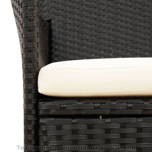 Градински комплект с възглавници, 9 части, полиратан, черен