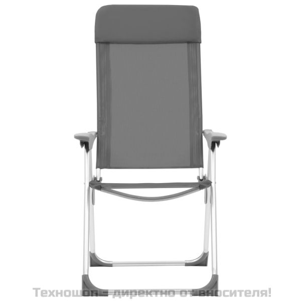 Сгъваеми къмпинг столове, 4 бр, сиви, алуминий