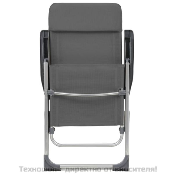 Сгъваеми къмпинг столове, 4 бр, сиви, алуминий