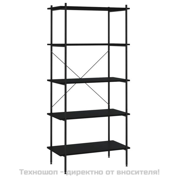 Етажерка с 5 рафта, черна, 80x40x163 см