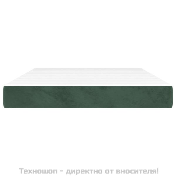 Матрак за легло с покет пружини средна твърдост тъмнозелен 140x200x20 см кадифе