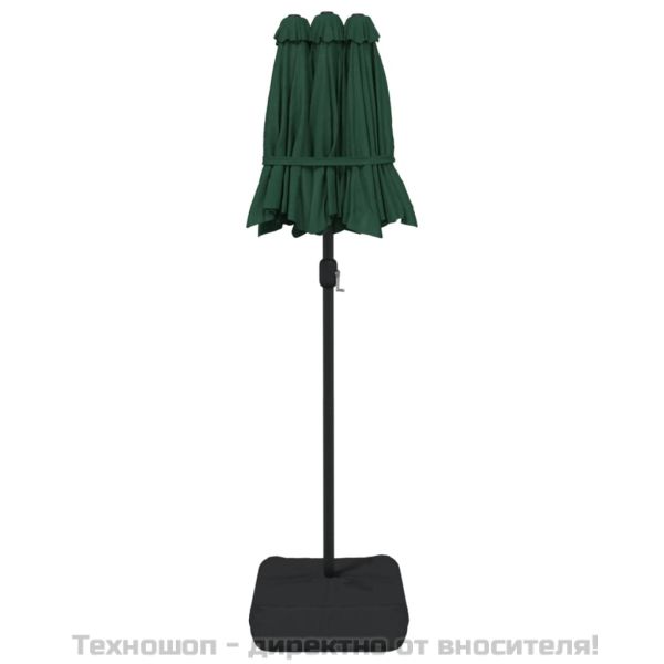 Градински чадър с двоен покрив, зелен, 316x145 см