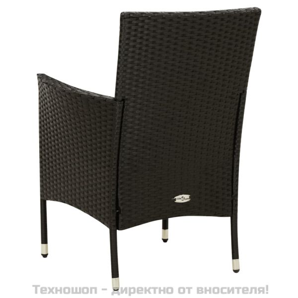 Градински комплект с възглавници, 9 части, полиратан, черен