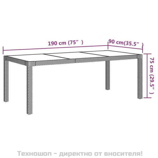 Градински комплект с възглавници, 9 части, полиратан, черен