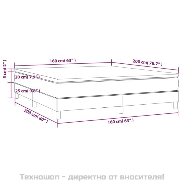 Боксспринг легло с матрак, черно, 160x200 см, плат