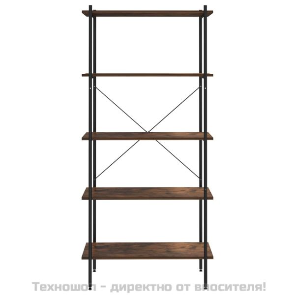 5-етажна етажерка, черно и естествено, 80x40x163 см