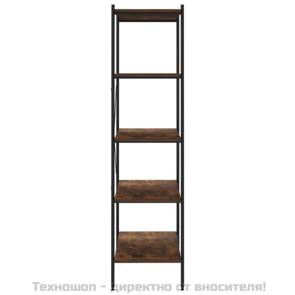 5-етажна етажерка, черно и естествено, 80x40x163 см